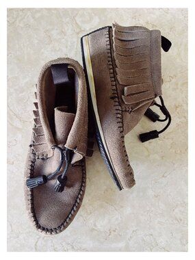 Rag & Bone Sz 7.5 Ghita Suede Fringe Tassel Moccasin Mocha